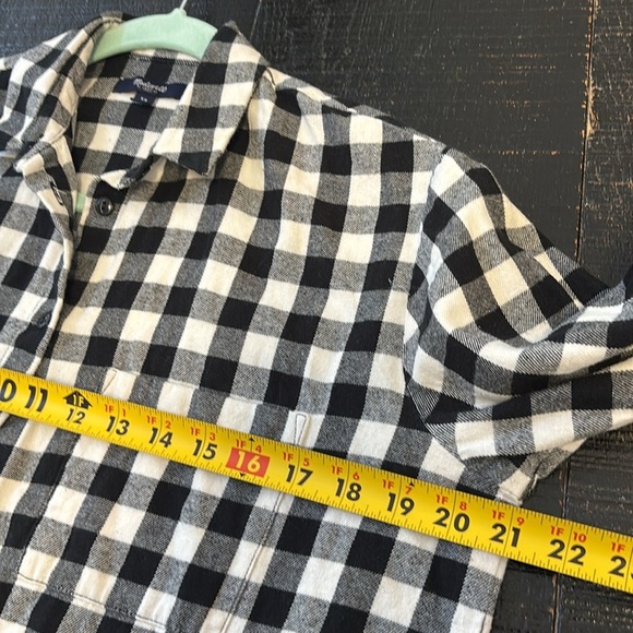Madewell Flannel Boyshirt Button Down in Gingham Check Black White size XS - Picture 7 of 7